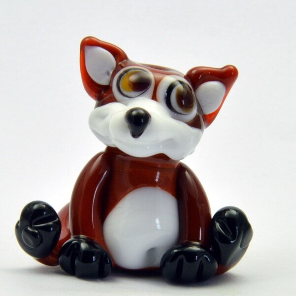 Cheeky Cute Fox  Lampwork Glass Focal Bead,    Glass Sculpture Collectible, Focal Bead, Pendant, Izzybeads SRA