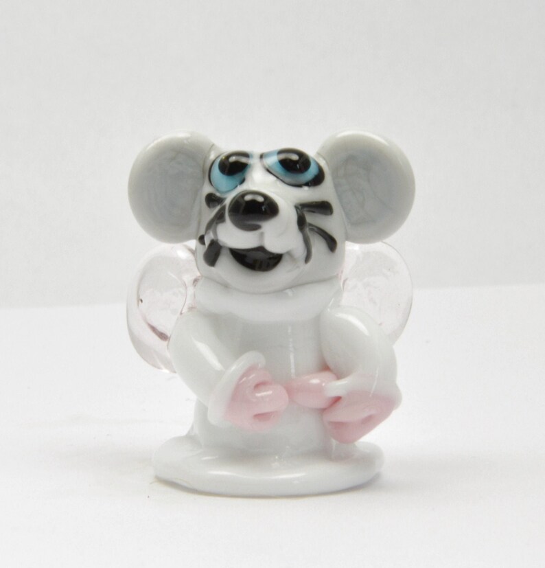 White Mouse Izzybeads SRA Lampwork Glass Focal Bead Pendant Glass Sculpture Collectible Focal Bead Church Mouse