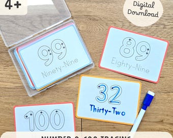 Printable Number 0 to 100 Task Box, Kindergarten Math Busy Box PDF Download, Number Recognition Activity for Kids
