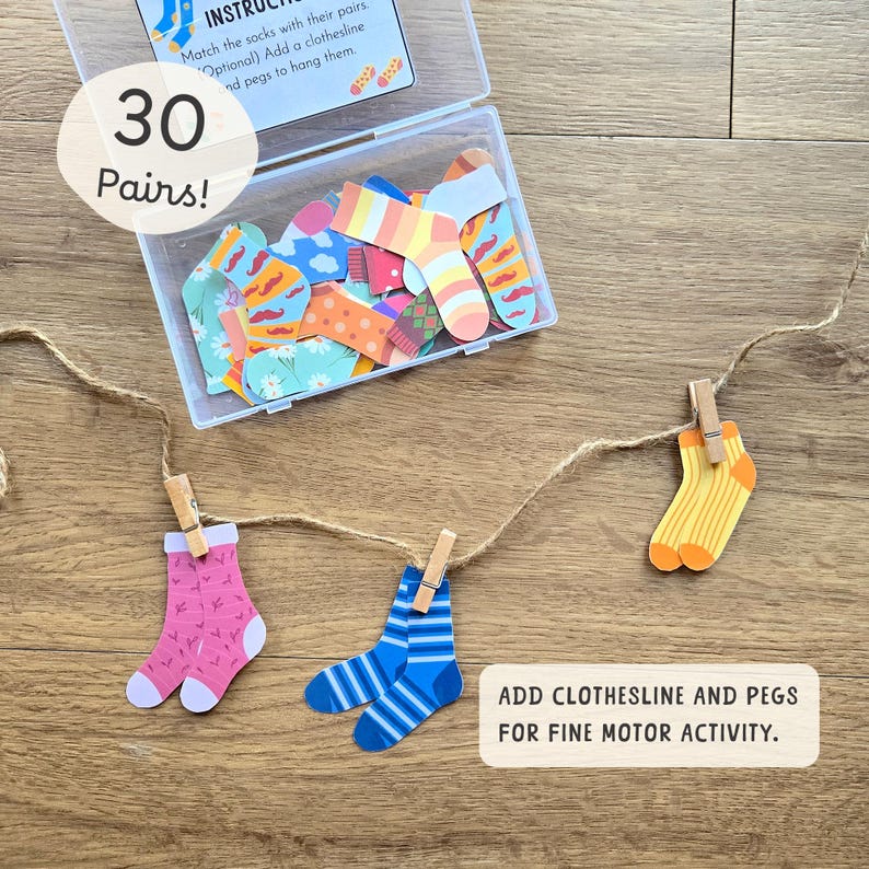 Task. Let Socks Printable Socks Pattern Matching Preschool Task Box, Toddler Fine Motor ...