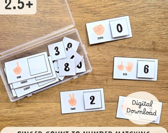 Printable Finger Count to Number Matching Task Box, Preschool Math Busy Box PDF Download, Number Recognition Activity for Kids