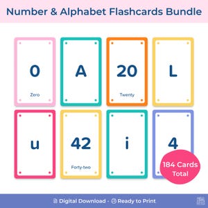 Learn numbers 1 100 and alphabet flashcards bundle | printable alphabet flash cards preschool activities | number cards digital download