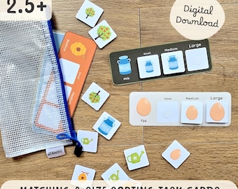 Printable Farm Theme Matching & Size Sorting Task Cards, Preschool Digital Busy Bag, Toddler Task Box Instant Download