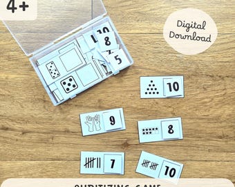 Printable 0 to 10 Subitizing Game Task Box, Kindergarten Math Busy Box PDF Download, Learn to Count Activity for Kids