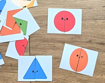 Printable Shapes Symmetry Puzzle Preschool Task Box, Toddler Busy Bag PDF Download, Learn About Shapes Activity