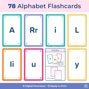 Alphabet flashcards PDF| Learning alphabet preschool activities | Printable ABC flash cards | ABC learning games | Digital Download
