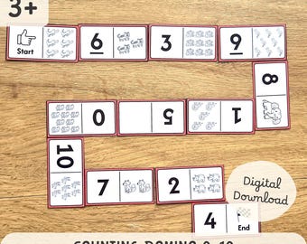 Juego de dominó imprimible: Actividad de matemáticas para preescolar (descarga digital)