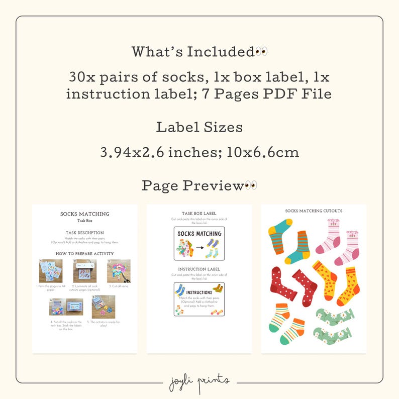Task. Let Socks Printable Socks Pattern Matching Preschool Task Box, Toddler Fine Motor ...