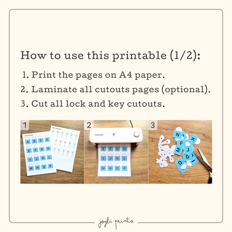 Printable Alphabet Lock & Key Matching Task Box, Learn Uppercase ...