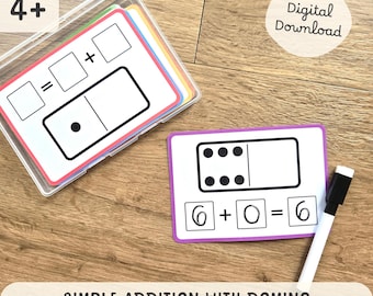 Domino Addition Task Cards: Kindergarten Math Busy Box (PDF Download)