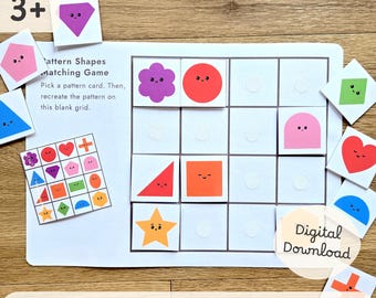 Shape Pattern Matching Activity: Preschool Printable Busy Book (Digital Download)