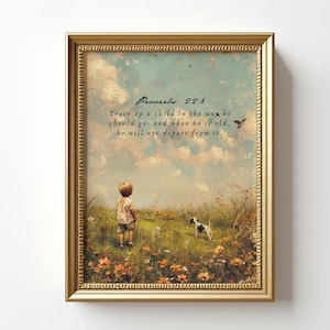 Train Up A Child | Proverbs 22:6 | Bible Verse Printable | Boy Child Room Decor | Nursery Wall Art | Christian Wall Art | Bible Verse Gift