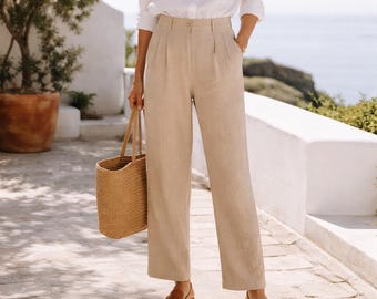 Pantalones plisados vintage de United Colors of Benetton de los años 90 para mujer, talla 48. Old Money.