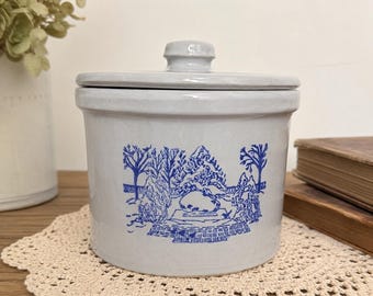 Vintage 1976 Steinzeug Crock Sandburg Cottage Americana Bauernhaus Dekor