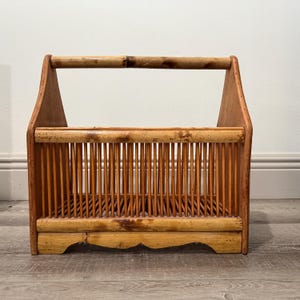 Vintage Bamboo and Rattan Magazine Rack | MCM Home Decor