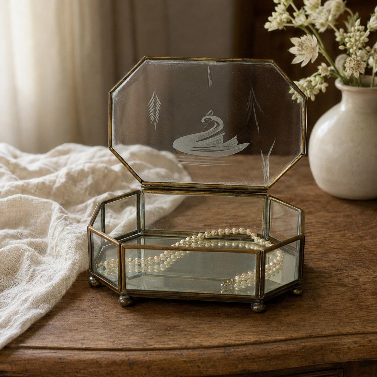 Etched Swan Mirror - Etsy