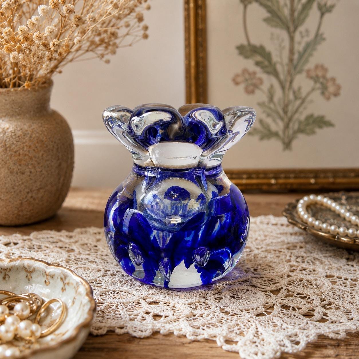 置物 Murano , antique Murano Glass Vase Blue 1970s - Etsy