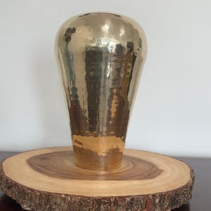 Vintage Brass Vase Handmade India Home Decor Flower Vase Hammered Brass 9&quot; Tall