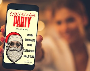 Cool Santa Christmas Party Invitation Template