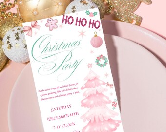 Pink Christmas Party Invitation Template