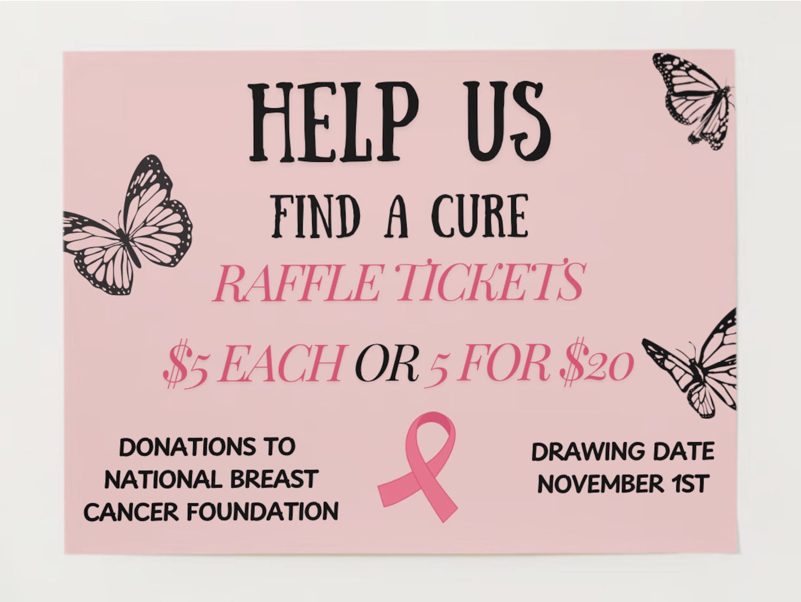 Breast Cancer Awareness Raffle Poster - Etsy