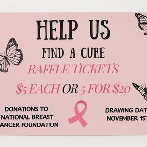 Breast Cancer Awareness Raffle Poster - Etsy