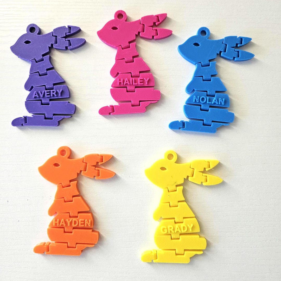 Custom 3D Printed Bunny Keychain: Flexible Rabbit Charm - Etsy