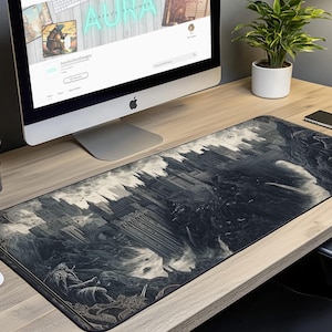 Mysterious Fantasy Castle Desk Mat | XL Mouse Matt For Home Office | Dark Academia Decor | Vintage Desk Pad | Tech Accessory