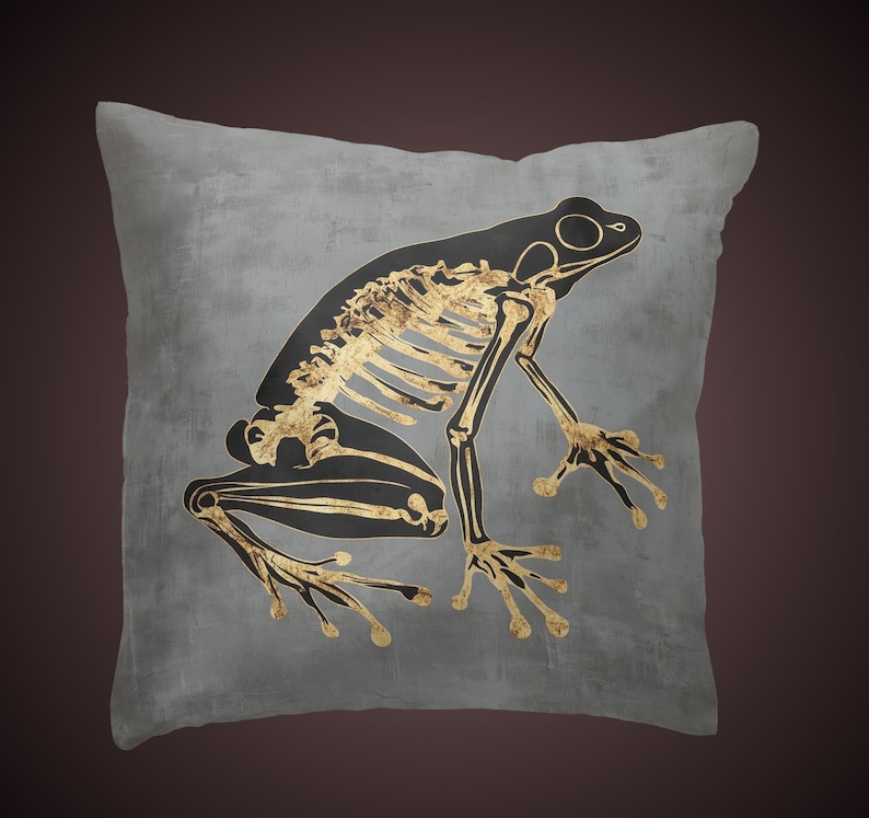DarkAuraStore Frog Skeleton Throw Pillow - Thumbnail 3