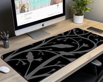 Minimalistische Schreibtischmatte: Großes schwarzes abstraktes Mousepad