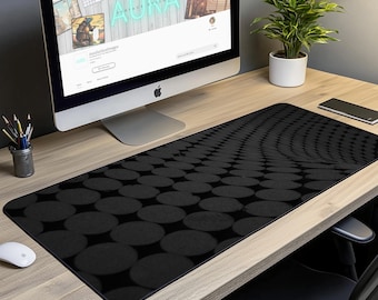 Schwarze Kreis Muster Schreibtischmatte: Graues Modernes Büro Maus Pad