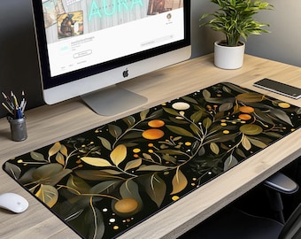 Botanical Leaves Desk Mat: Large Green Mousepad