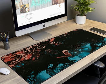 Fluid Art Desk Mat: XL Abstract Mouse Pad, Modern Decor