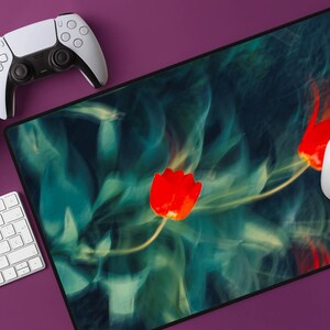 Vibrant Floral Art Desk Mat | Nature Inspired Decor | XL Mouse Matt | Accessories For Home & Office
