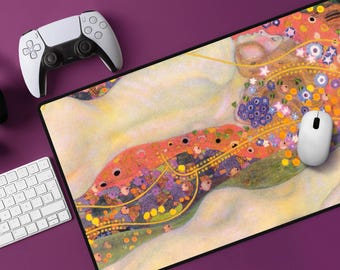 Klimt-Inspired Art Desk Mat: Large Abstract Mousepad