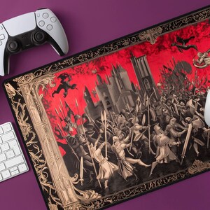 Medieval Battle Desk Mat: Large Dark Fantasy Mouse Pad