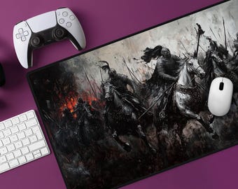 Medieval Knight Battle Desk Mat: Medeival Gaming Pad