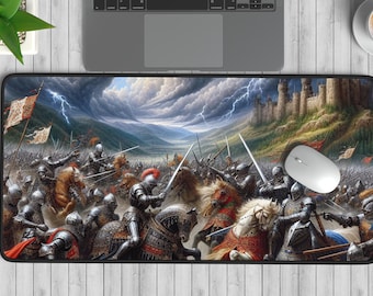 Medieval Battle Desk Mat: Large Dark Fantasy Mousepad