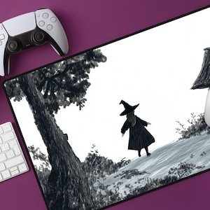 Cute Witch Desk Mat | Witchy Aesthetic | Gothic Mousepad | Gothic Gift for GF | Witchcraft Wicca Wiccan Witch Gifts | Fairycore Cottagecore