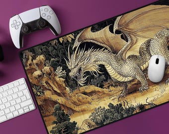 Dragon Tapestry Desk Mat | Fantasy Medieval Mousepad in Multiple Sizes