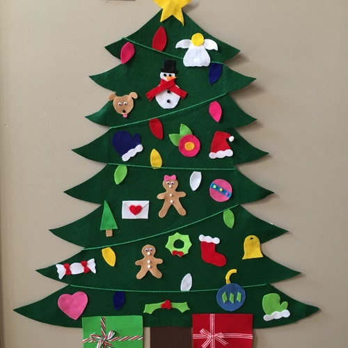 Felt Christmas Tree With 20 Different Ornaments and Presents Etsy