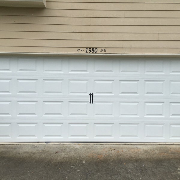 Garage door decal handles and hinges