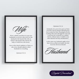 Christian Wall Art Ephesians 5:22-28, Wives and Husbands Bible Verse, Marriage Scripture, Digital Download, Wedding Gift, Home Decor