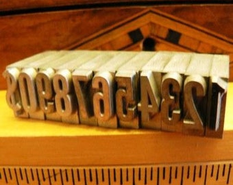 vintage letterpress ... PRINTERS TYPEFACE NUMERIC 0 to 9 plus 1 Grp 0 11 pce