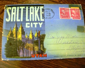 vintage ephemera ... SALT LAKE CITY Utah retro vintage  Postcard Group Stamped  ...