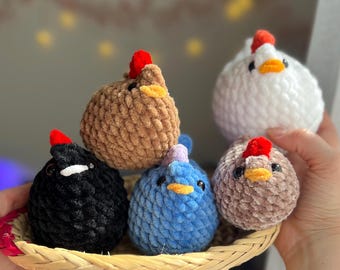 Crochet Chickens Inspired By Stardew Valley – Handmade Gamer Plushies | Gift for Video Game Fans | Amigurumi Chickens Plushie