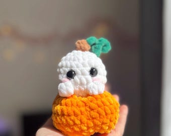 Ghost in Pumpkin Amigurumi | Halloween Crochet Plushie | Cute Ghost Decor | Handmade Boo Plush | Spooky Fall Decoration