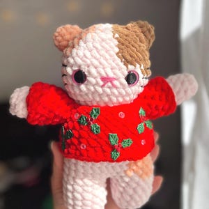Gehäkelte Katze Plüsch - Handgefertigte Amigurumi Katze - Weiches Kuscheltier - Kawaii Plüsch - Geschenk für Katzenliebhaber - Handgefertigte Plüsch-Puppe