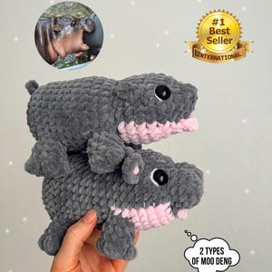 Moo Deng Baby Hippo Plush | Handmade Crochet Amigurumi Plushie | Viral Internet Trend Gift | Cute Hippo Stuffed Animal