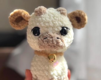 Vaquinha de Pelúcia Fofinha – Amigurumi de Vaca das Terras Altas em Crochê – Pequena Vaquinha de Pelúcia Kawaii – Vaquinha Bebê Feita à Mão – Presente Fofo de Vaquinha de Pelúcia